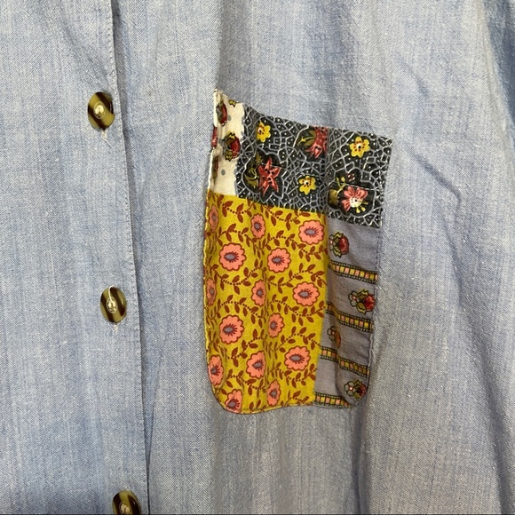 Chandri | Vintage Denim Patched Button Down Dress - Picture 5 of 8